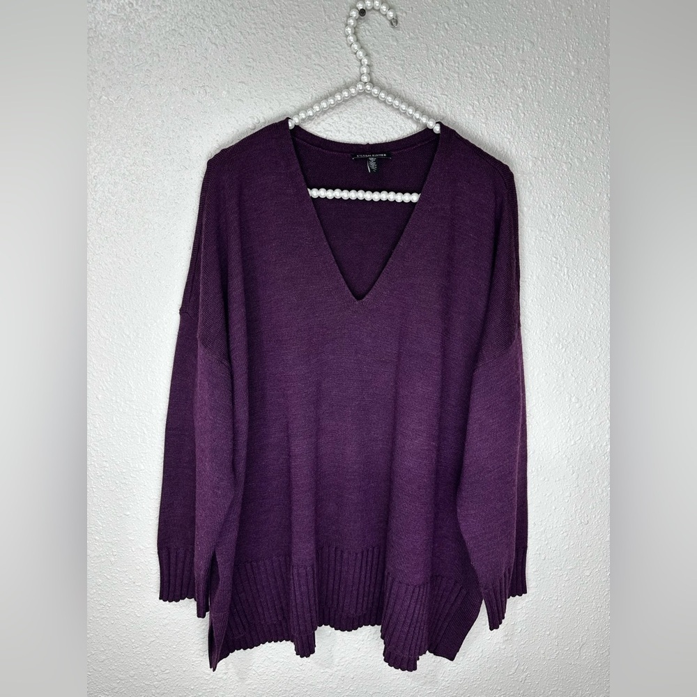Eileen Fisher SWTPL Fine Merino Wool V-Neck Box-Top Sweater Sz 1X MSRP $268 - Picture 2 of 10